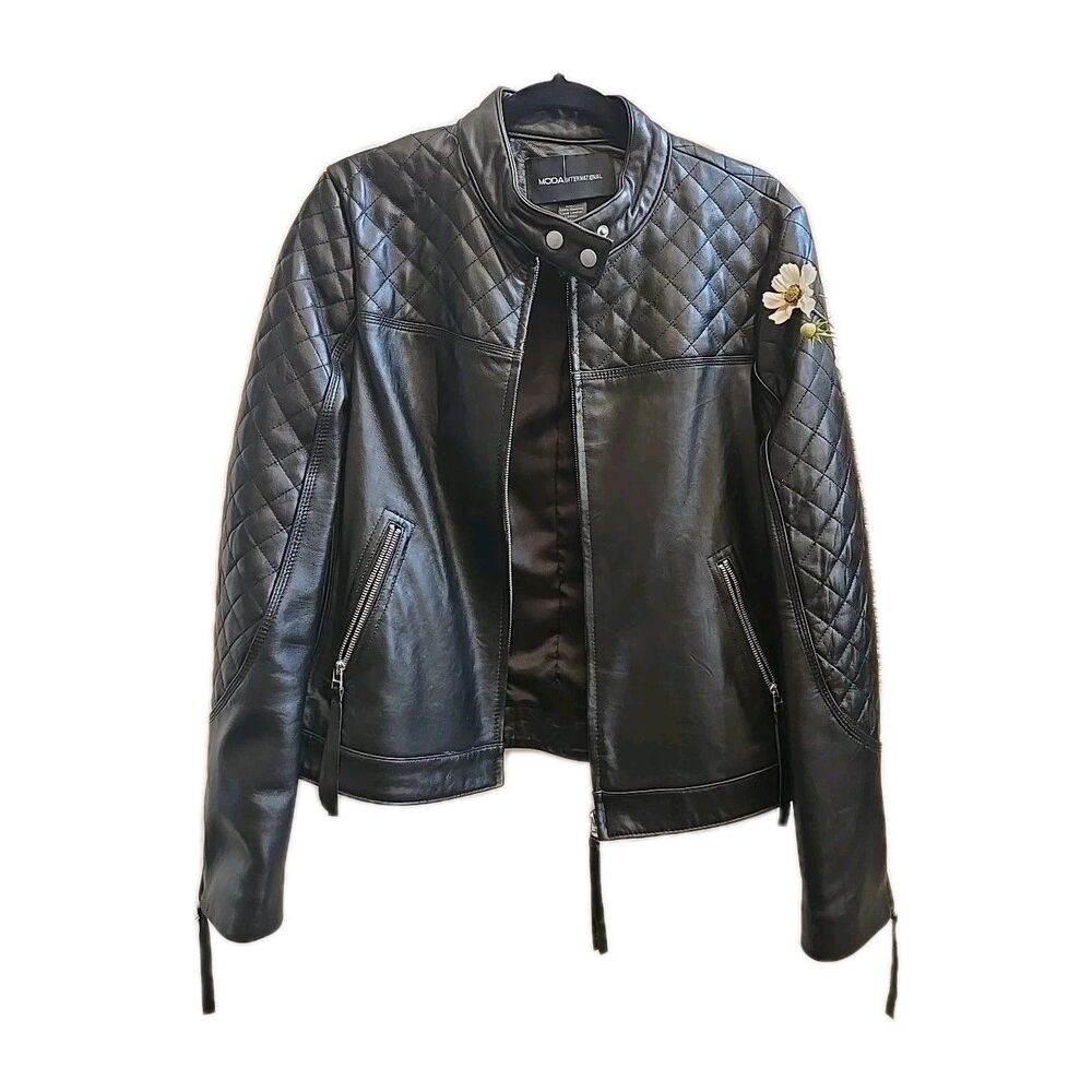 Vintage Moda International- Leather Jacket. Size- (L). 100% Genuine Leather